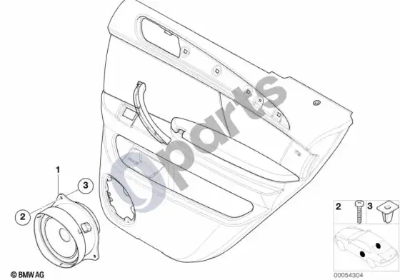 BMW X5 E53 atskiros dalys, stereo sistema, galinės durys – schema