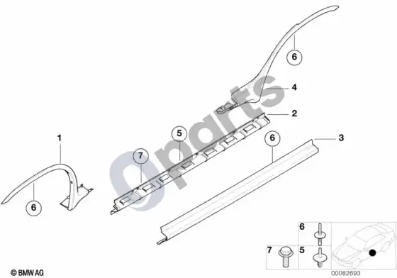 BMW X5 E53 slenksčio / ratų arkos apdaila – schema