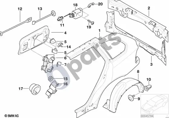 BMW X5 E53 šoninė apdaila/galinė apdaila – schema