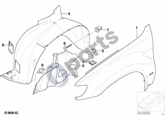 BMW X5 E53 šoninė apdaila, priekinė – schema