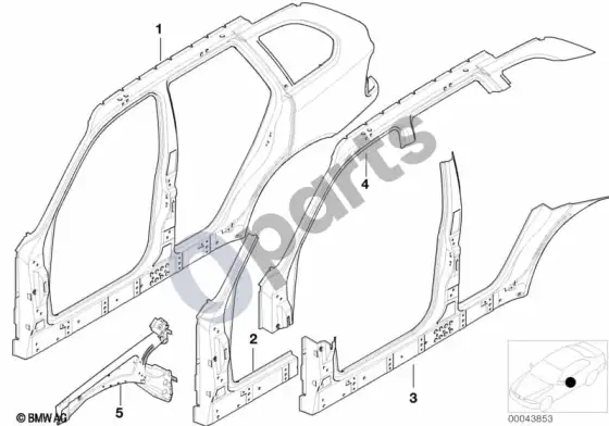 BMW X5 E53 šoninis rėmas – schema