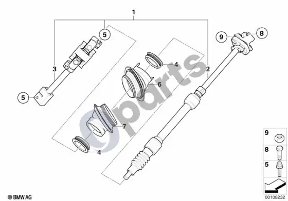 BMW X5 E53 vairo kolonėlės apatinio šarnyro mazgas; ... - 2002.03 – schema