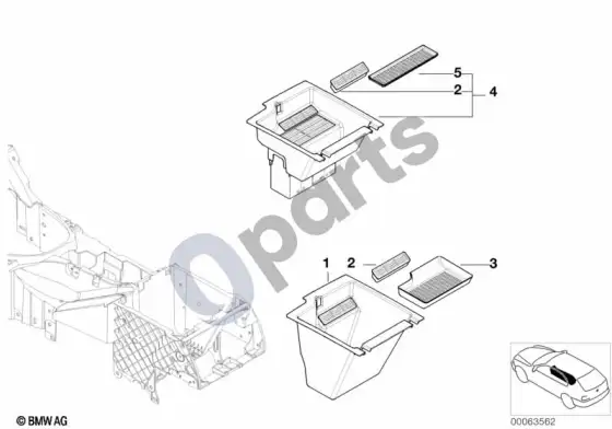 BMW X5 E53 laikymo pertvara kasetėms ir CD dėžutei – schema