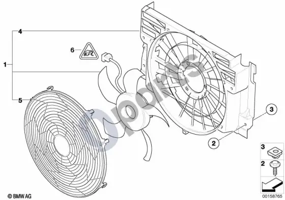 BMW X5 E53 stumiamasis ventiliatorius – schema