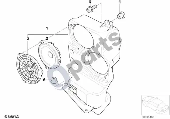 BMW X5 E53 žemų dažnių garsiakalbis, hi-fi sistema professional DSP – schema