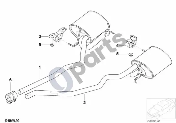 BMW X5 E53 tarpinis vamzdis/galinis duslintuvas – schema