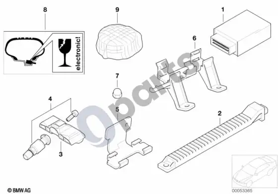 BMW X5 E53 padangų slėgio kontrolė (RDC) - valdymo blokas; ... - 2004.04 – schema