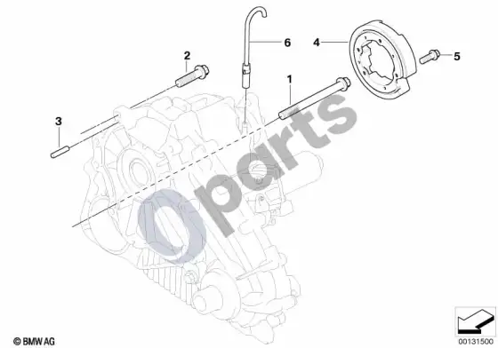 BMW X5 E53 pavarų dėžės tvirtinimo dalys; 2003.10 - ... – schema