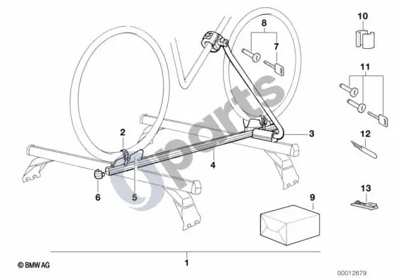 BMW X5 E53 turistinio dviračio laikiklis – schema