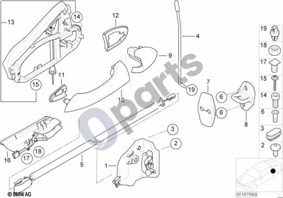 BMW X5 E53 užrakto sistema, durys, galinės – schema