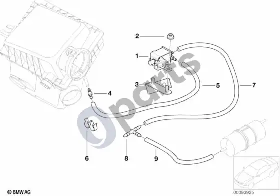 BMW X5 E53 vakuuminis valdymas, oro sklendė – schema