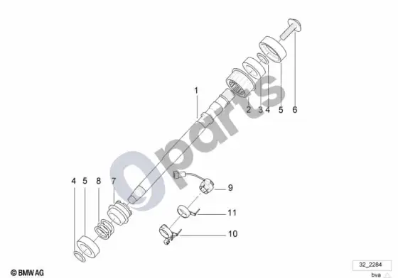 BMW X5 E53 vairo kolonėlė – viršutinis vairo velenas – schema