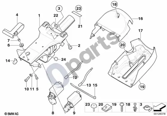 BMW X5 E53 vairo rato kolonėlės reguliavimas, elektrinis – schema