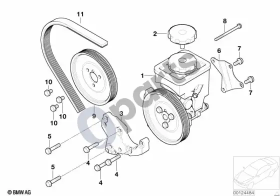 BMW X5 E53 vairo stiprintuvo siurblys – schema