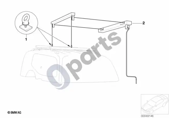BMW X5 E53 variklio dangčio adapteris – schema