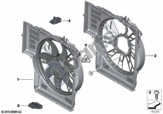 BMW X5 E53 ventiliatoriaus gaubtas / ventiliatorius – schema
