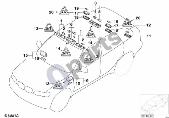 BMW X5 E53 įvairios lemputės – schema