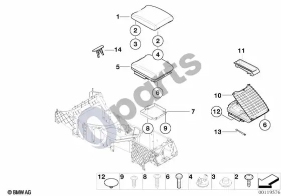 BMW X5 E53 porankis, centrinė konsolė – schema