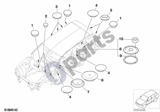 BMW X5 E53 sandarinimo dangtelis / kamštis – schema
