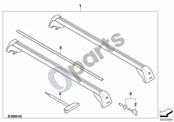 BMW X5 E53 stogo turėklų laikiklis – schema
