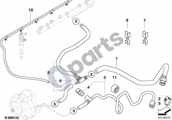 BMW X5 E53 degalų linijos – schema