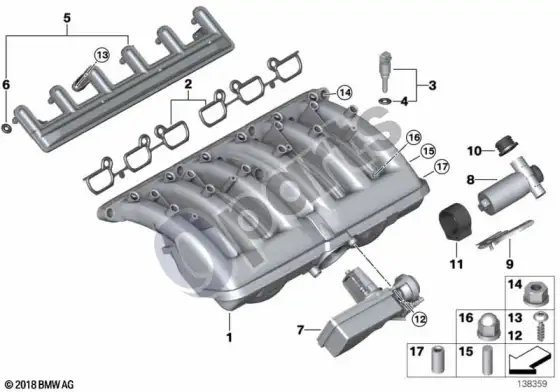 BMW X5 E53 įsiurbimo kolektoriaus sistema – schema