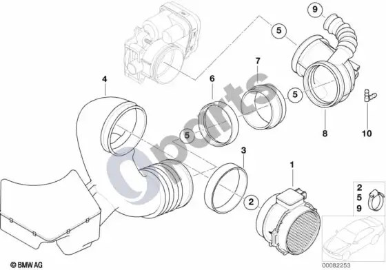 BMW X5 E53 plėvelinis oro masės matuoklis – schema