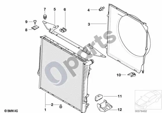 BMW X5 E53 radiatoriaus rėmas – schema