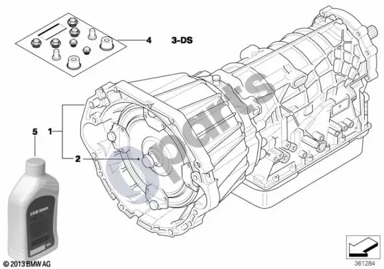 BMW X5 E53 automatinė pavarų dėžė A5S440Z - 4 ratų pavara – schema
