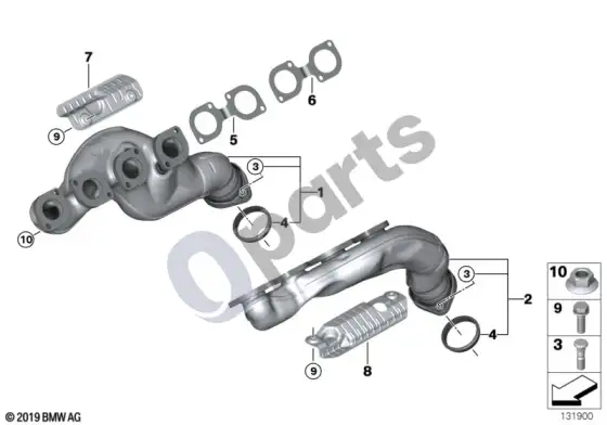 BMW X5 E53 išmetimo kolektorius – schema