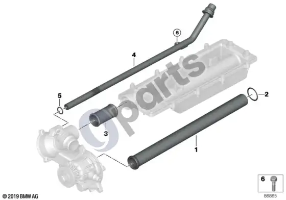 BMW X5 E70 aušinimo sistemos vamzdis – schema