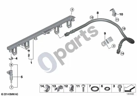 BMW X5 E70 degalų įpurškimo sistema / purkštukas – schema
