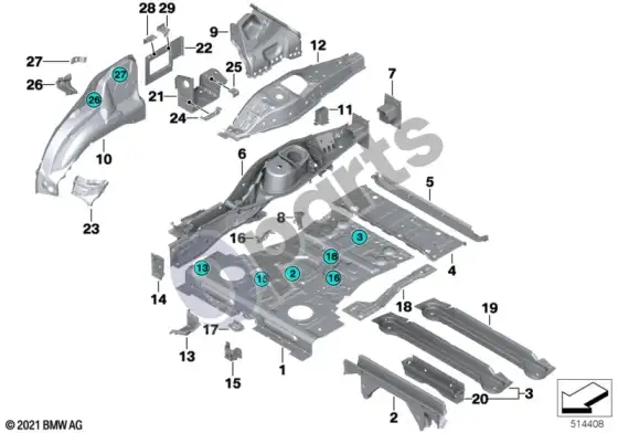 BMW X5 E70 galinė dalis – schema