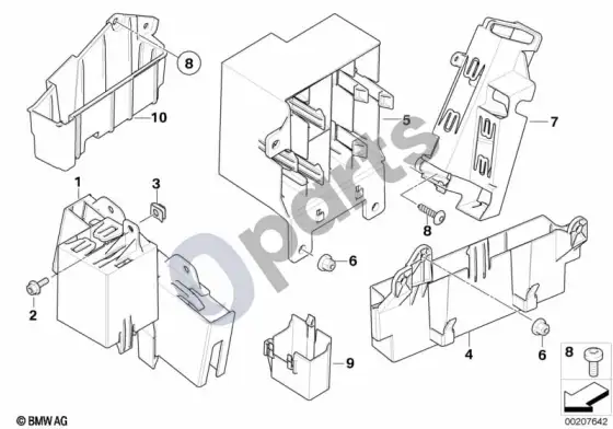 BMW X5 E70 kėbulo valdymo blokų ir modulių kronšteinas – schema