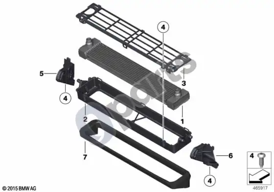 BMW X5 E70 priekinis radiatorius – schema
