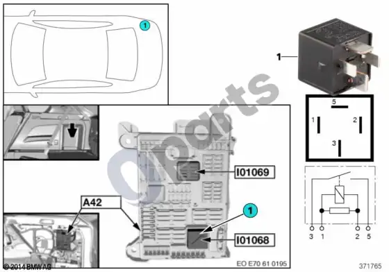 BMW X5 E70 relė, gnybtas 30G I01068 – schema