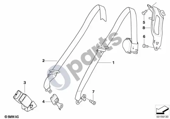 BMW X5 E70 saugos diržas, 3 sėdynių eilė – schema
