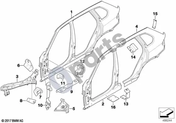 BMW X5 E70 šoninis rėmas – schema