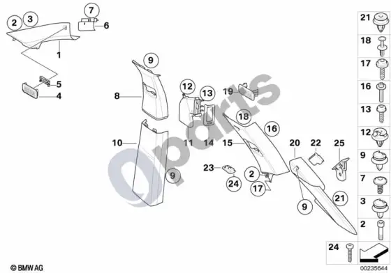 BMW X5 E70 A- / B- / C- / D- statramsčio apdailos skydelis – schema