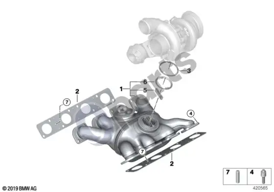 BMW X5 E70 išmetimo kolektorius – schema