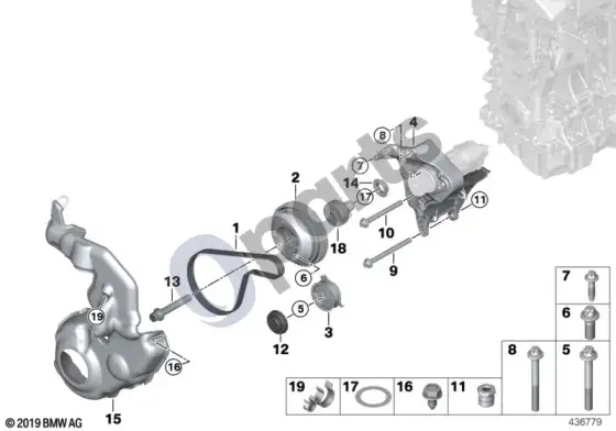 BMW X5 F15 starteris su diržo pavara – schema