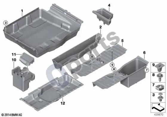 BMW X5 F15 daiktų dėklas, bagažinės grindys – schema