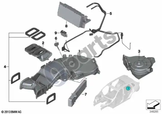 BMW X5 F15 ventiliatorius, 3-ia sėdynių eilė – schema