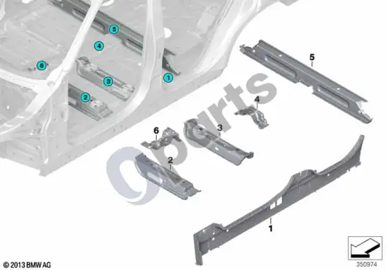 BMW X5 F15 galinės salono grindų dalys – schema