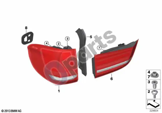 BMW X5 F15 galinis žibintas – schema