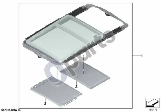 BMW X5 F15 individualus panoraminis stiklinis stogas – schema