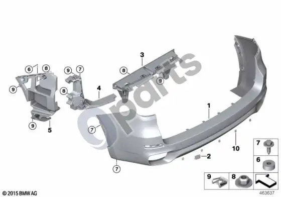 BMW X5 F15 m apdailos plokštė, galinė – schema