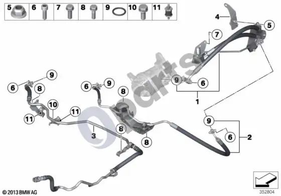 BMW X5 F15 alyvos vamzdynai / adaptive drive – schema
