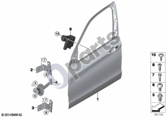 BMW X5 F15 priekinių durų vyris / durų ribotuvas – schema