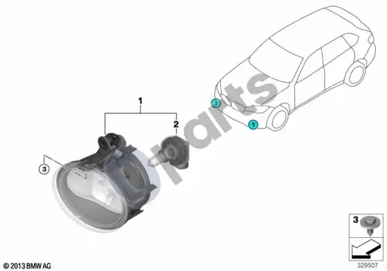 BMW X5 F15 rūko žibintai – schema